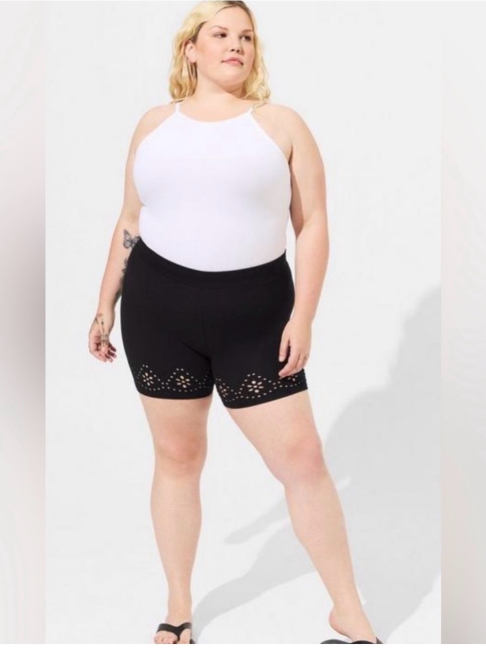 torrid Black Laser-Cut Hem Bike Shorts